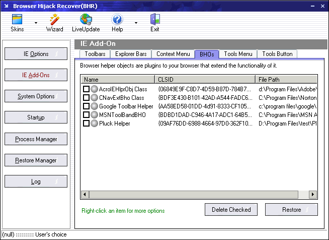 Browser Hijack Recover(BHR) Screenshot